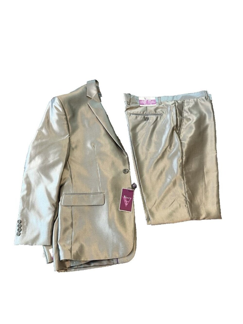Vinci Super 150s Mens 46R Silver Gray Suit 2 Piece 40W Pants Zegna Slim Fit NEW